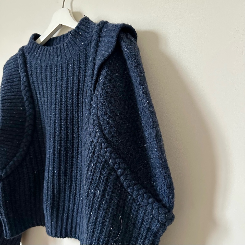 Sea New York Giada Puff Sleeve Chunky Knit Sweater Navy Size Medium - Picture 5 of 9